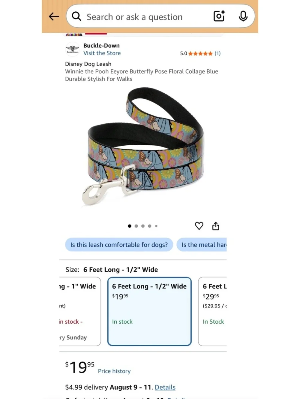 New Buckle-Down Disney Winnie the Pooh Eeyore Butterfly Floral Dog Leаsh